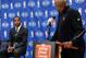 TARRYTOWN, NY - APRIL 22: New York Knicks head coach Mike Woodson speaks as J.R Smith #8 of the New York Knicks is the winner of the 2012-13 Kia NBA Sixth Man Award as the league's best player in a reserve role on April 22, 2012 at the Madison Square Gard