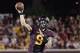 Aug 29, 2013; Minneapolis, MN, USA; Minnesota Golden Gophers quarterback Philip Nelson (9) throws a pass in the third quarter against the UNLV Rebels at TCF Bank Stadium. The Gophers won 51-23. Mandatory Credit: Jesse Johnson-USA TODAY Sports