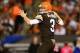 Oct 3, 2013; Cleveland, OH, USA; Cleveland Browns quarterback Brandon Weeden (3) throws a pass during the first quarter against the Buffalo Bills at FirstEnergy Stadium. Mandatory Credit: Andrew Weber-USA TODAY Sports