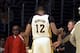 Apr 28, 2013; Los Angeles, CA, USA; Los Angeles Lakers center Dwight Howard (12) leaves the court after being ejected with two technical fouls against the San Antonio Spurs in game four of the first round of the 2013 NBA playoffs at the Staples Center. Ma