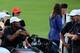 DUBLIN, OH - OCTOBER 03: A squirrel is seen on the shoulder of Tiger Woods of the U.S. Team during the Day One Four-Ball Matches at the Muirfield Village Golf Club on October 3, 2013 in Dublin, Ohio. (Photo by Matt Sullivan/Getty Images)
