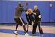 DURHAM, NC - OCTOBER 3: Head coach Jason Kidd and Kevin Garnett #2 of the Brooklyn Nets practice during NBA-TV's Real Training Camp in Durham, North Carolina. NOTE TO USER: User expressly acknowledges and agrees that, by downloading and or using this ph