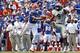 Aug 31, 2013; Gainesville, FL, USA; Florida Gators defensive back Vernon Hargreaves III (16) intercepts the ball from Toledo Rockets wide receiver Alonzo Russell (9) during the second half at Ben Hill Griffin Stadium. Florida Gators defeated the Toledo Ro
