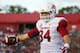PISCATAWAY, NJ - SEPTEMBER 21: Tight end Hunter Henry #84 of the Arkansas Razorbacks reacts after making a 21-yard catch against the Rutgers Scarlet Knights during the third quarter in a game at High Point Solutions Stadium on September 21, 2013 in Piscat
