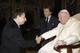 VATICAN CITY - JANUARY 17: Pope John Paul II shakes hands with Ferrari managing director, F1 team boss Jean Todt (L) of Germany as Ferrari President Luca Cordero di Montezemolo (C) looks during a meeting at the Clementina Hall , January 17 , 2005, in Va