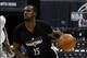 Jul 15, 2013; Las Vegas, NV, USA; Minnesota Timberwolves forward Shabazz Muhammad dribbles the ball towards the basket during an NBA Summer League game against the Phoenix Suns at the Thomas and Mack Center. Mandatory Credit: Stephen R. Sylvanie-USA TODAY