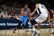 SAN ANTONIO, TX - MARCH 11: Kevin Durant #35 of the Oklahoma City Thunder drives against Tim Duncan #21 of the San Antonio Spurs on March 11, 2013 at the AT&T Center in San Antonio, Texas. NOTE TO USER: User expressly acknowledges and agrees that, by down