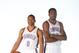 EDMOND, OK - SEPTEMBER 27: Russell Westbrook #0 and Kevin Durant #35 poses for a portrait during 2013 NBA Media Day on September 27, 2013 at the Thunder Events Center in Edmond, Oklahoma. NOTE TO USER: User expressly acknowledges and agrees that, by down