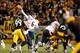 PITTSBURGH, PA - SEPTEMBER 22: Jay Cutler #6 of the Chicago Bears throws a fourth quarter pass behind the rush of Brett Keisel #99 of the Pittsburgh Steelersat Heinz Field on September 22, 2013 in Pittsburgh, Pennsylvania. Chicago won the game 40-23. (Ph
