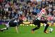SUNDERLAND, ENGLAND - OCTOBER 05: Ondrej Celustka of Sunderland has his shorts pulled by Adnan Januzaj of Manchester United during the Barclays Premier League match between Sunderland and Manchester United at the Stadium of Light on October 5, 2013 in Su
