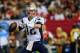 Sep 29, 2013; Atlanta, GA, USA; New England Patriots quarterback Tom Brady (12) throws a pass in the second half against the Atlanta Falcons at the Georgia Dome. The Patriots won 30-23. Mandatory Credit: Daniel Shirey-USA TODAY Sports
