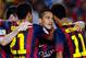BARCELONA, SPAIN - SEPTEMBER 14: Alexis Sanchez of FC Barcelona (C) celebrates with his teammates after scoring his team's third goal during the La Liga match between FC Barcelona and Sevilla FC at Camp Nou on September 14, 2013 in Barcelona, Spain. (Ph