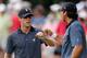 DUBLIN, OH - OCTOBER 04: Graham DeLaet of Canada and Jason Day of Australia and the International Team react to a birdie putt on the second hole during the Day Two Foursome Matches at the Muirfield Village Golf Club on October 4, 2013 in Dublin, Ohio.