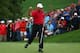 DUBLIN, OH - OCTOBER 05: Matt Kuchar of the United States of the U.S. Team celebrates after making brdie on the 18th green during the Day Three Four-ball Matches at the Muirfield Village Golf Club on October 5, 2013 in Dublin, Ohio. (Photo by Andy Lyon