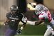 Oct 5, 2013; Evanston, IL, USA; Northwestern Wildcats running back Venric Mark (5) runs against Ohio State Buckeyes defensive back Tyvis Powell (23) during the second quarter at Ryan Field. Mandatory Credit: Jerry Lai-USA TODAY Sports