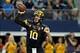 Oct 5, 2013; Arlington, TX, USA; Arizona State Sun Devils quarterback Taylor Kelly (10) throws in the first quarter against the Notre Dame Fighting Irish at AT&T Stadium. Mandatory Credit: Matt Cashore-USA TODAY Sports