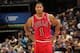 INDIANAPOLIS, IN - OCTOBER 5: Derrick Rose #1 of the Chicago Bulls looks on during the game against the Indiana Pacers at Bankers Life Fieldhouse on October 5, 2013 in Indianapolis, Indiana. NOTE TO USER: User expressly acknowledges and agrees that, by d