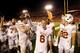 AMES, IA - OCTOBER 3: Quarterback Case McCoy #6 of the Texas Longhorns celebrates with his teammates after defeating the Iowa State Cyclones 31-30 at Jack Trice Stadium on October 3, 2013 in Ames, Iowa. Texas defeated Iowa State 31-30. (Photo by David Pu