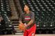 INDIANAPOLIS, IN - OCTOBER 5: Derrick Rose #1 of the Chicago Bulls warms up before the game against the Indiana Pacers at Bankers Life Fieldhouse on October 5, 2013 in Indianapolis, Indiana. NOTE TO USER: User expressly acknowledges and agrees that, by d