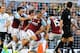 LONDON, ENGLAND - OCTOBER 06: Winston Reid of West Ham (3R) celebrates scoring his side's first goal during the Barclays Premier League match between Tottenham Hotspur and West Ham United at White Hart Lane on October 6, 2013 in London, England. (Photo b