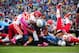 NASHVILLE, TN - OCTOBER 6: Jackie Battle #22 of the Tennessee Titans is stopped on the goal line against the Kansas City Chiefs at LP Field on October 6, 2013 in Nashville, Tennessee. (Photo by Scott Cunningham/Getty Images)