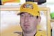 Oct 3, 2013; Kansas City, KS, USA; NASCAR Sprint Cup Series driver Kyle Busch (18) during a test session at Kansas Speedway. Mandatory Credit: Mike DiNovo-USA TODAY Sports