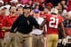 SAN FRANCISCO, CA - OCTOBER 06: Head coach Jim Harbaugh of the San Francisco 49ers high-fives Frank Gore #21 against the Houston Texans during their game at Candlestick Park on October 6, 2013 in San Francisco, California. (Photo by Ezra Shaw/Getty Imag