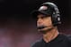 SAN FRANCISCO, CA - OCTOBER 06: San Francisco 49ers head coach Jim Harbaugh looks on against the Houston Texans in the first half at Candlestick Park on October 6, 2013 in San Francisco, California. The 49ers defeated the Texans 34-3. (Photo by Jeff Gro