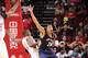 HOUSTON, TX - OCTOBER 5: Anthony Davis #23 of the New Orleans Pelicans defends the basket against Terrence Jones #6 of the Houston Rockets during the 2013 NBA pre-season game on October 5, 2013 at the Toyota Center in Houston, Texas. NOTE TO USER: User e