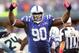 INDIANAPOLIS, IN - OCTOBER 06: Cory Redding #90 of the Indianapolis Colts reacts after a defensive stop against the Seattle Seahawks at Lucas Oil Stadium on October 6, 2013 in Indianapolis, Indiana. Indianapolis defeated Seattle 34-28. (Photo by Michael H