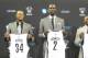 BROOKLYN, NY - July 18: Kevin Garnett #2, Paul Pierce #34, and Jason Terry #31 of the Brooklyn Nets pose with their new jerseys during a press conference at the Barclays Center on July 18, 2013 in the Brooklyn borough of New York City. NOTE TO USER: User