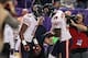 Dec 9, 2012; Minneapolis, MN, USA; Chicago Bears wide receiver Alshon Jeffery (17) celebrates his touchdown with wide receiver Brandon Marshall (15) during the second quarter against the Minnesota Vikings at the Metrodome. Mandatory Credit: Brace Hemmelga