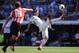Benzema controls the ball in a match against Athletic Bilbao.