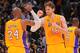 LOS ANGELES, CA - APRIL 5: Kobe Bryant #24 and Pau Gasol #16 of the Los Angeles Lakers celebrate during their game against the Memphis Grizzlies at Staples Center on April 5, 2013 in Los Angeles, California. NOTE TO USER: User expressly acknowledges and a
