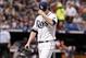 Oct 7, 2013; St. Petersburg, FL, USA; Tampa Bay Rays starting pitcher Alex Cobb (53) reacts at the end of the fifth inning against the Boston Red Sox in game three of the American League divisional series at Tropicana Field. Mandatory Credit: Kim Klement-