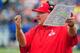 NASHVILLE, TN - OCTOBER 6: Head Coach Andy Reid of the Kansas City Chiefs disputes a call during the game against the Tennessee Titans at LP Field on October 6, 2013 in Nashville, Tennessee. (Photo by Scott Cunningham/Getty Images)