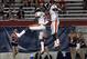 September 29, 2012; Tucson, AZ, USA; Oregon State Beavers wide receiver Markus Wheaton (2) and Brandin Cooks (7) celebrate after Wheaton scored a fourth quarter touchdown against the Arizona Wildcats at Arizona Stadium. Mandatory Credit: Rick Scuteri-USA