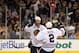 BOSTON, MA - JUNE 19: Brent Seabrook #7 of the Chicago Blackhawks celebrates with Duncan Keith #2 after scoring the game winning goal against the Boston Bruins in overtime in Game Four of the 2013 NHL Stanley Cup Final at TD Garden on June 19, 2013 in Bo