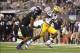 Aug 31, 2013; Arlington, TX, USA; LSU Tigers wide receiver Jarvis Landry (80) runs for a touchdown after catching a pass against TCU Horned Frogs safety Chris Hackett (1) in the fourth quarter of the game at Cowboys Stadium. LSU Tigers beat TCU Horned Fro