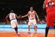 NEW YORK, NY - NOVEMBER 30: Raymond Felton #2 slaps hands with Pablo Prigioni #9 of the New York Knicks after his pass to J.R. Smith #8 (not shown) that he dunked against the Washington Wizards at Madison Square Garden on November 30, 2012 in New York Ci
