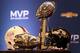 NEW ORLEANS, LA - FEBRUARY 04: Detail of the MVP and Super Bowl trophies during the Super Bowl XLVII Team Winning Coach and MVP Press Conference at the Ernest N. Morial Convention Center on February 4, 2013 in New Orleans, Louisiana. (Photo by Christian