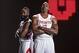 Sep 27, 2013; Houston, TX, USA; Houston Rockets shooting guard James Harden (13) and center Dwight Howard (12) pose for a picture during media day at Toyota Center. Mandatory Credit: Troy Taormina-USA TODAY Sports