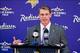 Apr 26, 2012; Eden Prairie, MN, USA; Minnesota Vikings general manager Rick Spielman addresses the media as he introduces the 2013 1st round draft picks at a press conference at Winter Park. Mandatory Credit: Bruce Kluckhohn-USA TODAY Sports