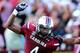 COLUMBIA, SC - AUGUST 29: Shaq Roland #4 of the South Carolina Gamecocks celebrates after catching a touchdown against the North Carolina Tar Heels during their game at Williams-Brice Stadium on August 29, 2013 in Columbia, South Carolina. (Photo by Str