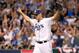 Oct 8, 2013; St. Petersburg, FL, USA; Tampa Bay Rays relief pitcher Jamey Wright (35) reacts after they got a double play to end the second inning against the Boston Red Sox of game four of the American League divisional series at Tropicana Field. Mandato