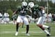 Jul 31, 2013; Cortland, NY, USA; New York Jets cornerback Antonio Cromartie (31) covers cornerback Eric Crocker (41) during drills at training camp at SUNY Cortland. Mandatory Credit: Rich Barnes-USA TODAY Sports
