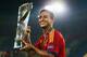 JERUSALEM, ISRAEL - JUNE 18: Thiago Alcantara of Spain poses with the trophy after winning the UEFA European U21 Championship final match against Italy at Teddy Stadium on June 18, 2013 in Jerusalem, Israel. (Photo by Alex Grimm/Getty Images)