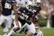 Aug 31, 2013; Auburn, AL, USA; Auburn Tigers defensive back Robenson Therezie (27) returns an interception during the first half against the Washington State Cougars at Jordan Hare Stadium. Mandatory Credit: John Reed-USA TODAY Sports