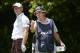 Jun 14, 2013; Ardmore, PA, USA; Jamie Donaldson and his caddie Michael Donaghy look down the 11th fairway from the tee box during the second round of the 113th U.S. Open golf tournament at Merion Golf Club.. Mandatory Credit: JD Mercer-USA TODAY Sports