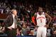 NEW YORK, NY - MARCH 25: Head Coach Mike D'Antoni and Amar'e Stoudemire #1 of the New York Knicks stand on the court during a game against the Milwaukee Bucks on March 25, 2011 at Madison Square Garden in New York City. NOTE TO USER: User expressly ackn